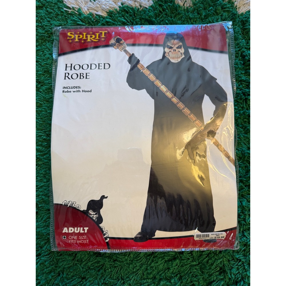 Spirit Halloween Hooded Robe Adult One Size Black New Grim Reaper Costume